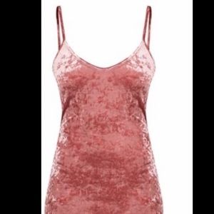 Crushed pink velvet thigh high dress